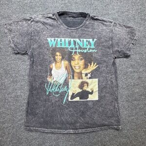 Whitney Houston Tie Dye T-Shirt Mens L Gray Band Retro Music Graphic Tee